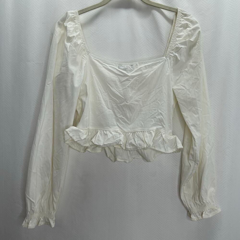 Blashe white crop top renfair festival boho regency small long sleeves